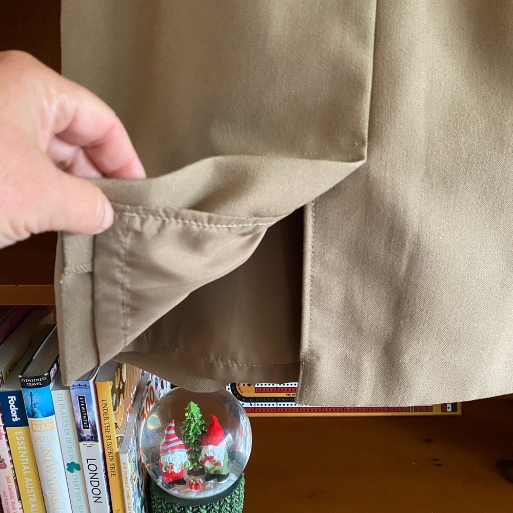Vintage 80s Principles Petite Camel Wool Blend Midi Skirt Pockets Size 6 - Picture 8 of 12